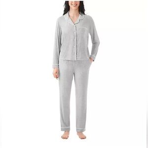 MEMBERS MARK Women’s Knit Long Sleeve/Long Pants Pajama Set Gray Elastic Waist